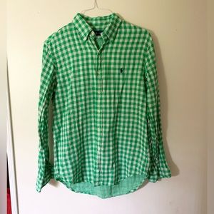 Ralph Lauren Green Gingham Button Down Size M